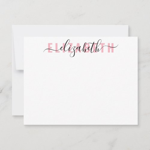 Modern Feminine Script Bold Typography Blush Pink Note Card