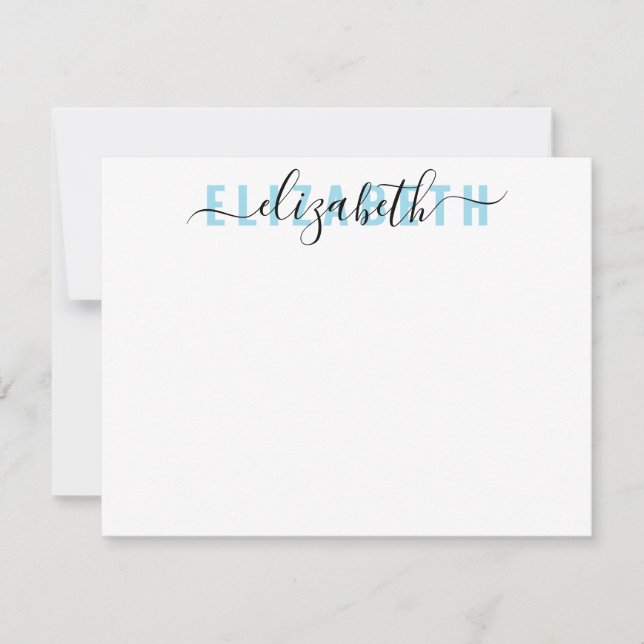 Modern Feminine Script Bold Typography Light Blue Note Card (Front)