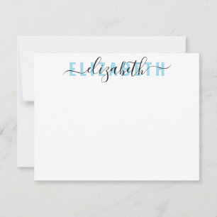 Modern Feminine Script Bold Typography Light Blue Note Card