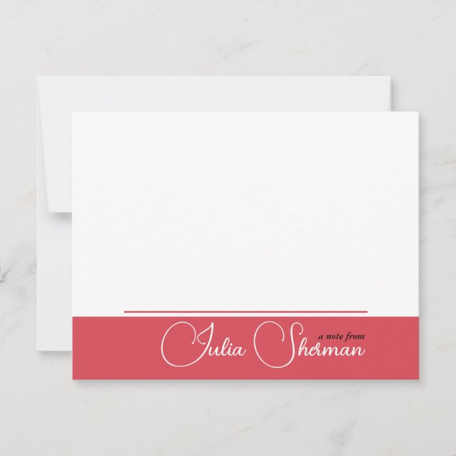 Modern Feminine Script Hibiscus Red Minimalist  Note Card (Front)