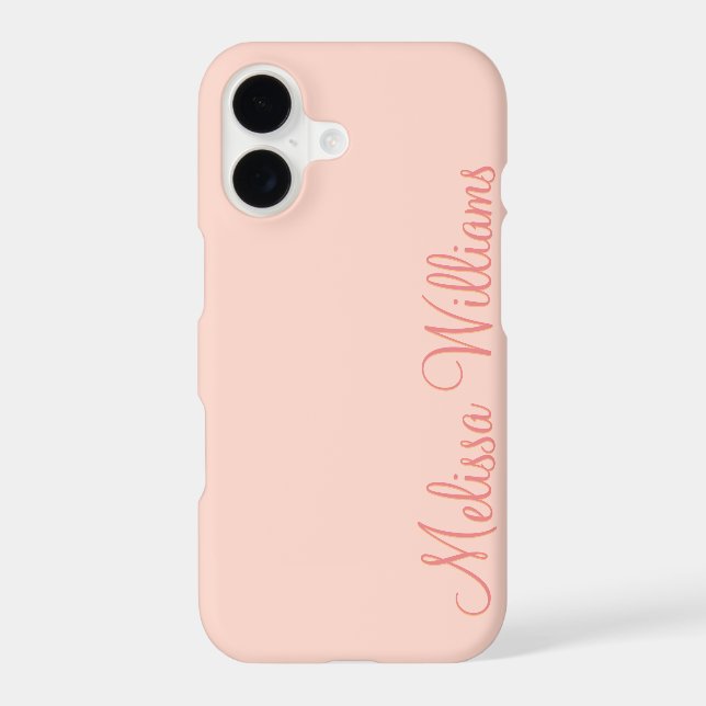 Modern Feminine Solid Soft Pink Script Custom Name Iphone Case (Back)