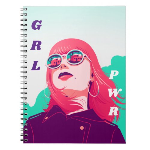 Modern Feminist GRL PWR Illustration Girl Power  Notebook