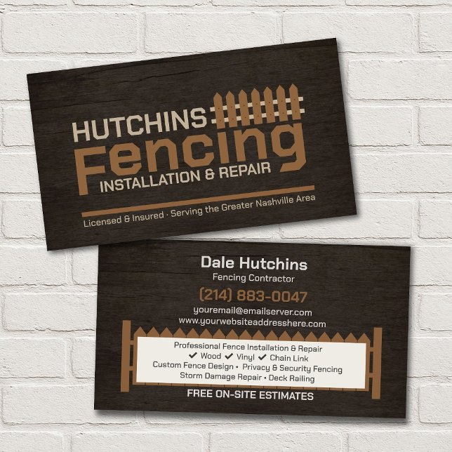Modern Fencing Contractor Installation Repair Business Card (Creator Uploaded)