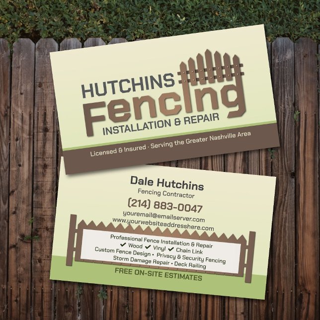 Modern Fencing Contractor Installation Repair Business Card (Creator Uploaded)
