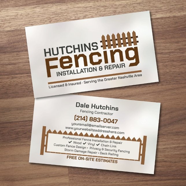 Modern Fencing Contractor Installation Repair Business Card (Creator Uploaded)