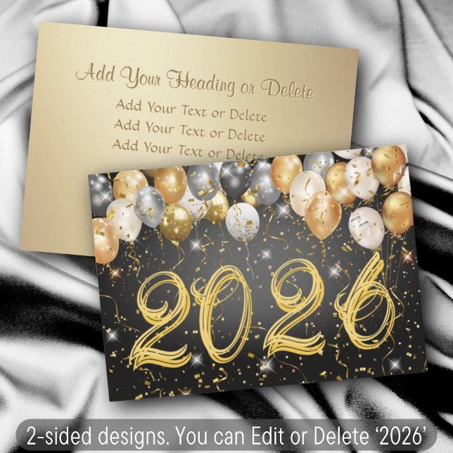 Modern Festive Balloon Confetti Happy New Year Eve Holiday Card (Creator Uploaded)