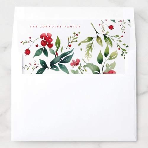 Modern Festive Botanical Christmas Holiday Envelope Liner