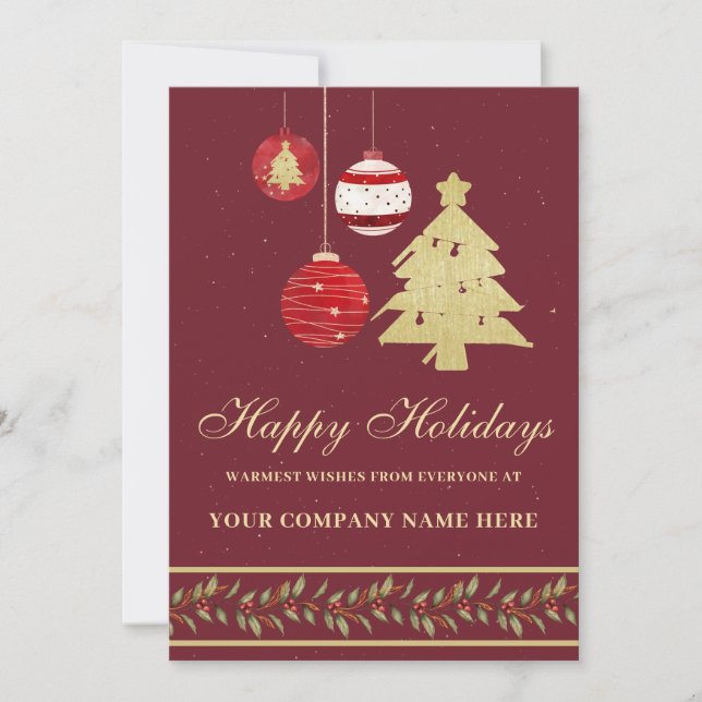 Modern Festive Business Logo Holiday Card (Front)