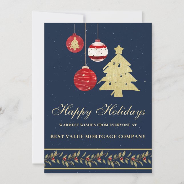Modern Festive Business Logo QR Holiday Card (Front)