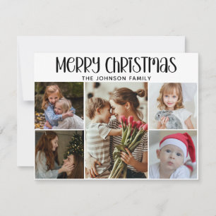 Modern Festive Casual Colorful Christmas 5 Photo  Holiday Card