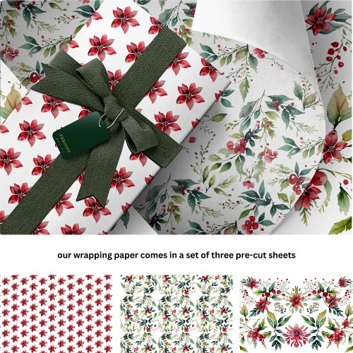 Modern Festive Christmas Botanical Holiday Wrapping Paper Sheets