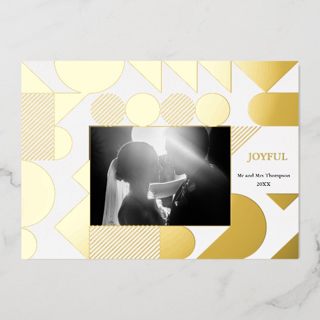 Modern Festive Christmas Foil Geometric Invitation (Front)