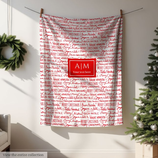 Modern festive Christmas lettering gift for her Fleece Blanket (Modern festive Christmas lettering gift for her Fleece Blanket)