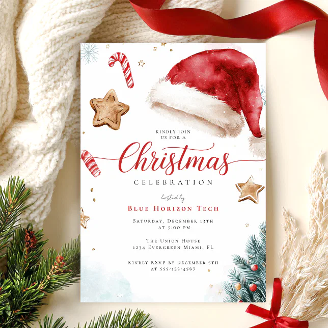 Modern Festive Christmas Party Invitation | Zazzle
