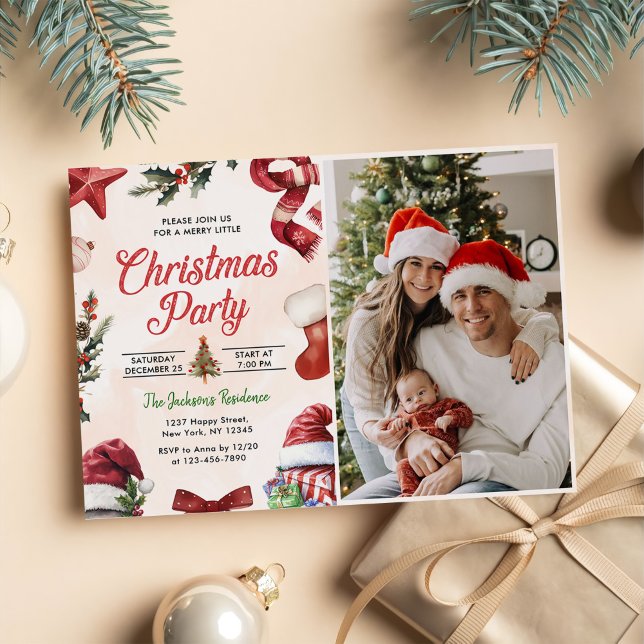 Modern Festive Christmas Party Photo Invitation (Creator Uploaded)