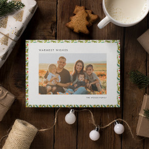 Modern Festive Christmas Pattern Family Photo Holiday Card