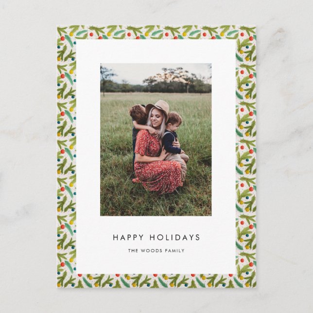 Modern & festive Christmas pattern photo Postcard (Front)