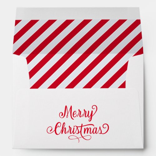 Modern Festive Christmas Stripes Red  White  Envelope
