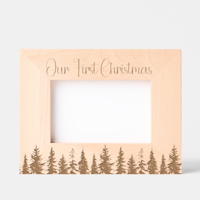 Modern Festive Christmas Tree First Christmas Engraved Frames (Front)