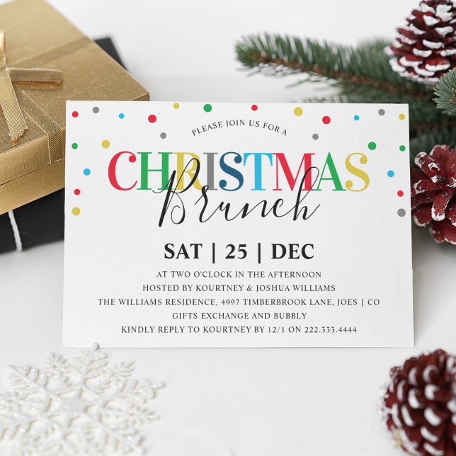 Modern Festive Colorful Christmas Brunch Invitation (Creator Uploaded)