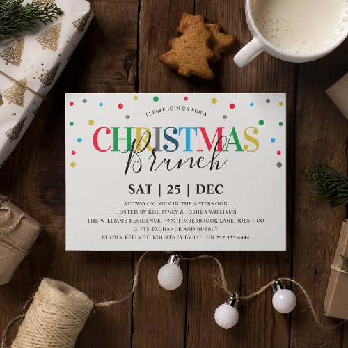 Modern Festive Colorful Christmas Brunch Invitation