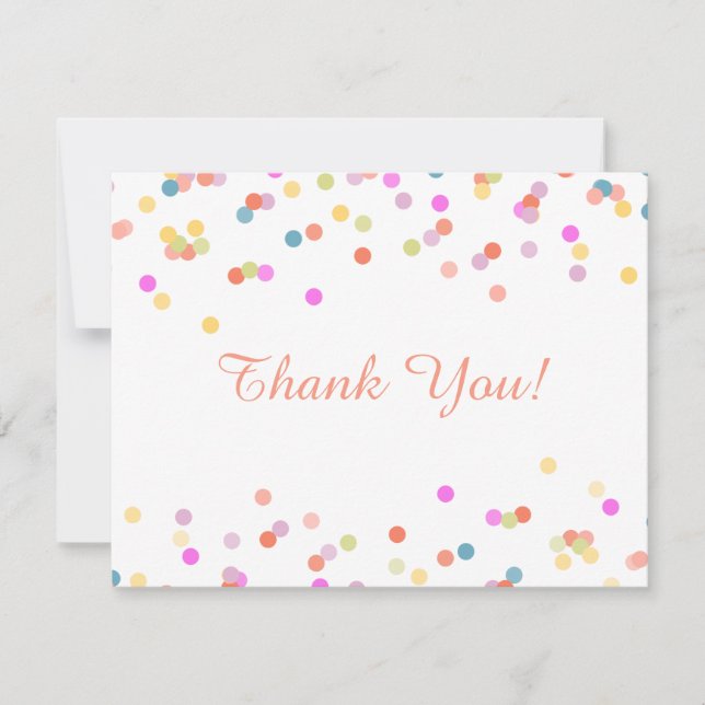 Modern Festive Confetti Wedding Thank You Cards (Front)