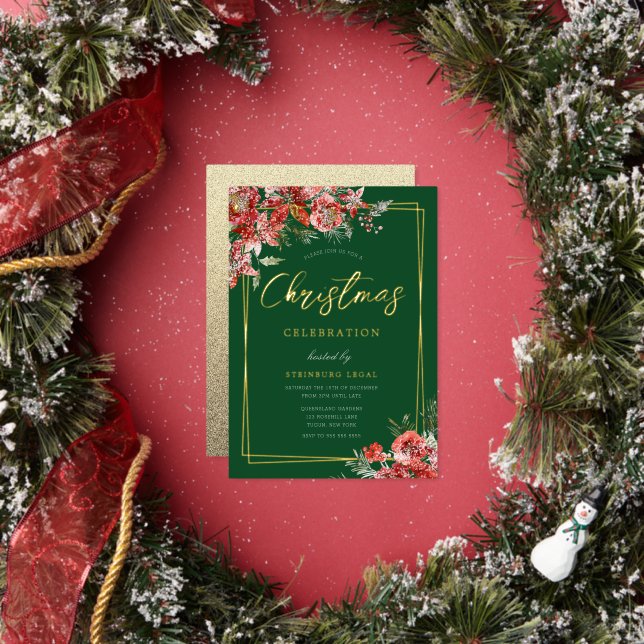 Modern Festive Corporate Christmas Party Gala Gold Foil Invitation (Insitu)