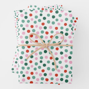 Modern Festive Dot Pattern Christmas Wrapping Paper Sheets