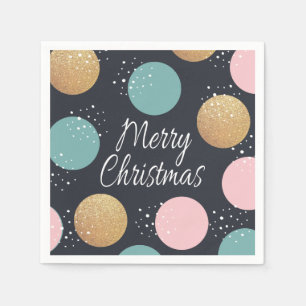 Modern Festive Dots Snowy Christmas Napkins