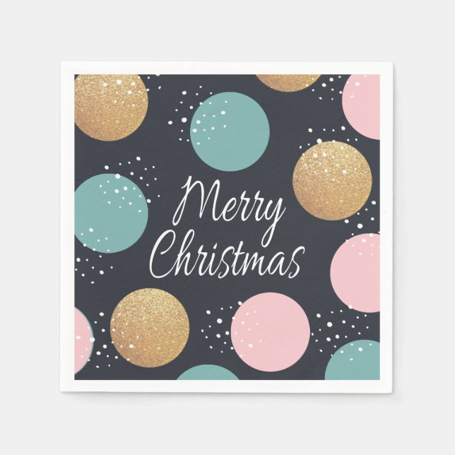 Modern Festive Dots Snowy Christmas Napkins (Front)