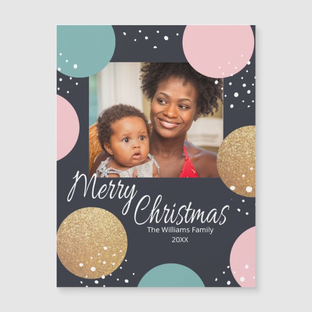 Modern Festive Dots Snowy Photo Christmas (Front)