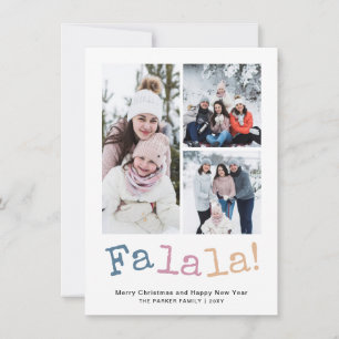 Modern Festive Fa La La Christmas Four Photo Holiday Card
