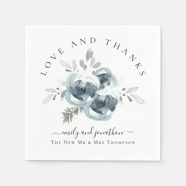 Modern Festive Florals Thank You Names Wedding Napkins (Front)