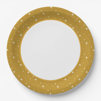 Modern & Festive Gold Twinkling Stars Paper Plates