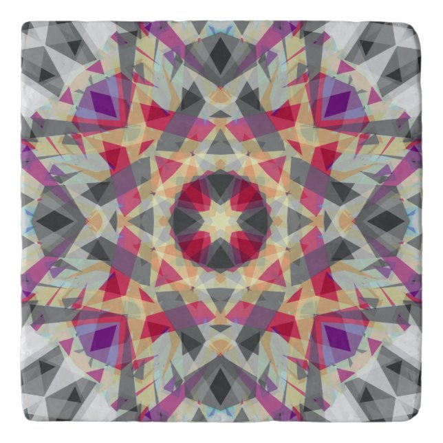 Modern Festive Gray Red Purple Christmas Star Gift Trivet (Front)