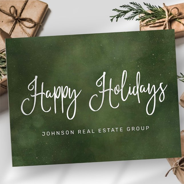 Modern Festive Green Christmas Business Holiday Postcard (Creator Uploaded)