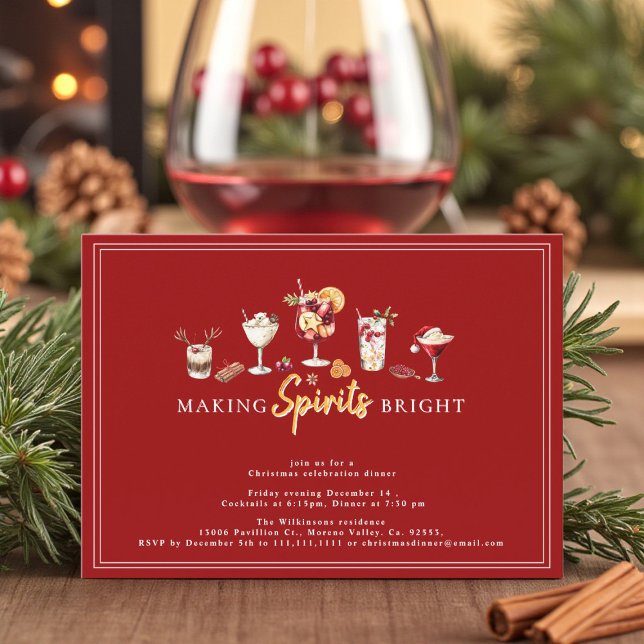 modern Festive Holiday cocktail dinner party  Card (Creator Uploaded)