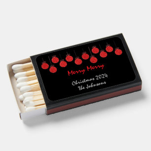 Modern Festive Merry Red Ball Ornaments  Matchboxes