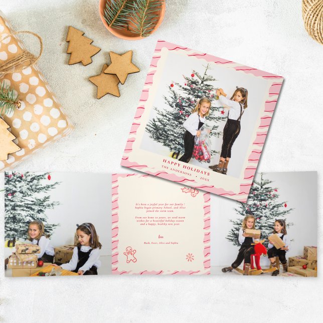 Modern Festive Photo Christmas   Tri-Fold Holiday Card (Creator Uploaded)