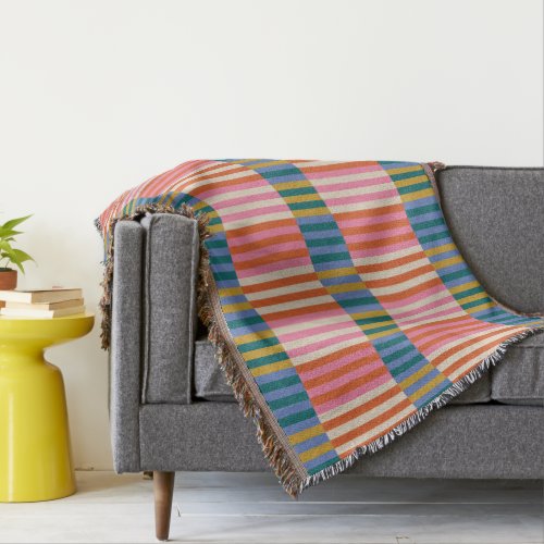 Modern Festive Plaid Striped Throw Blanket