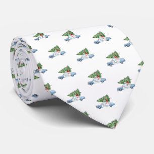 Modern Festive Police Officer Christmas Tree Car Neck Tie