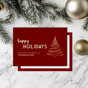 Modern Festive Red Business Foil Holiday Card