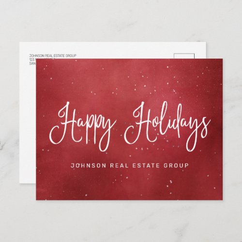 Modern Festive Red Christmas Business Holiday Postcard