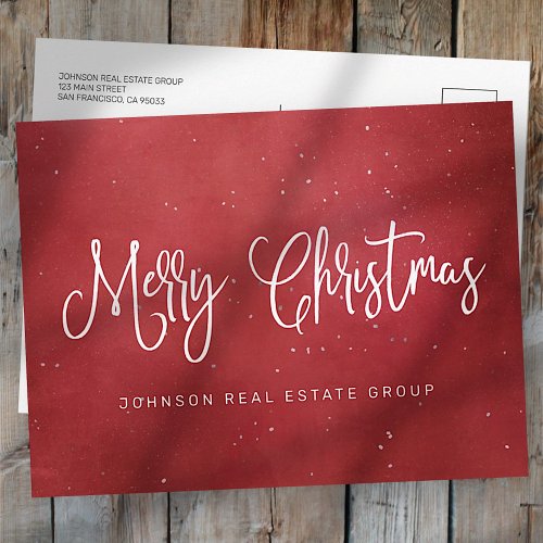 Modern Festive Red Christmas Business Holiday Postcard