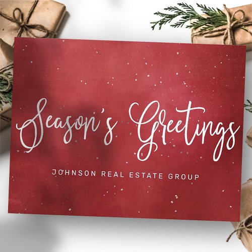 Modern Festive Red Christmas Business Holiday Postcard