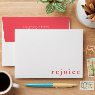 Modern Festive Red Rejoice Christian Christmas Envelope