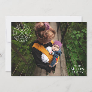 Modern Festive Seal Red Holiday Photo Card