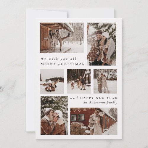 Modern Festive seven Photo collage Christmas   Holiday Card
