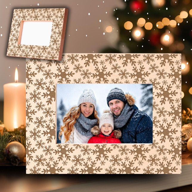 Modern Festive Snowflake Pattern Christmas Holiday Engraved Frames (Creator Uploaded)
