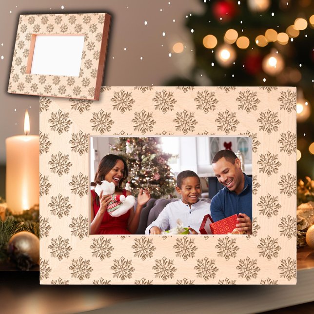 Modern Festive Snowflake Pattern Christmas Holiday Engraved Frames (Creator Uploaded)